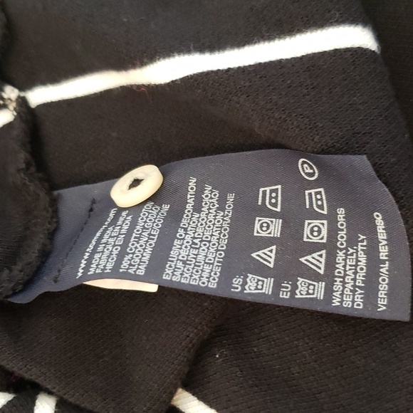 Tommy Hilfiger Men's Polo Top Black stripes Size Large 100% Cotton - Picture 8 of 11